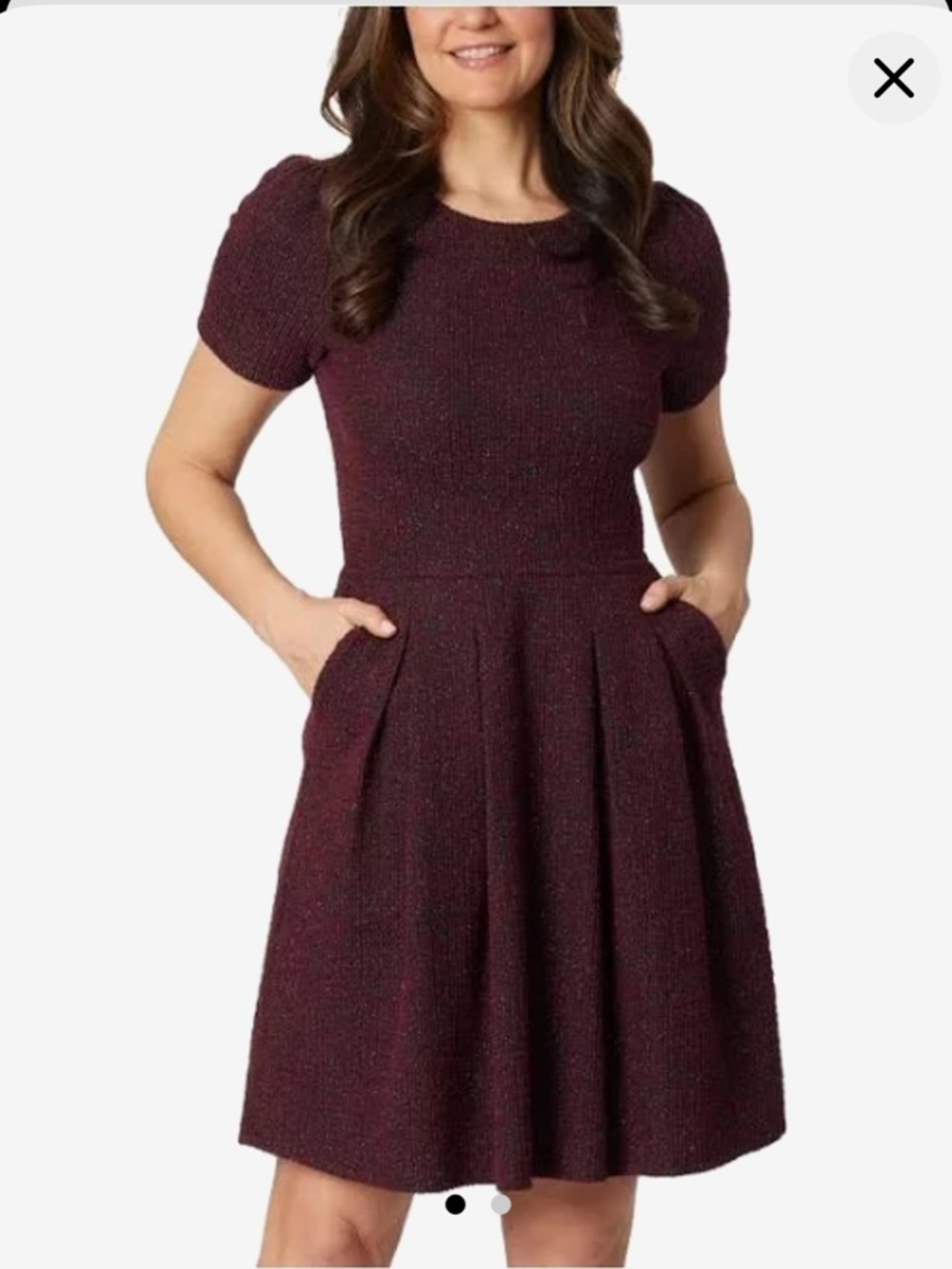 NWT Draper James Knit Dress XS Burgundy Fit & Flare